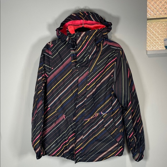 O'Neill Jackets & Blazers - O'Neill Women's Black Jacket with Multicolor Stripes